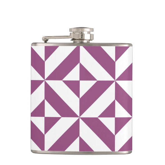 Warm Lila geometrischer Deko Cube Flachmann (Vorderseite)
