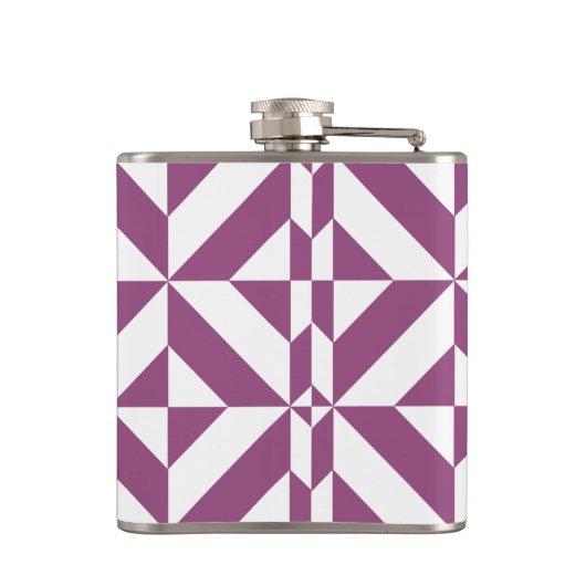 Warm Lila geometrischer Deko Cube Flachmann (Rückseite)