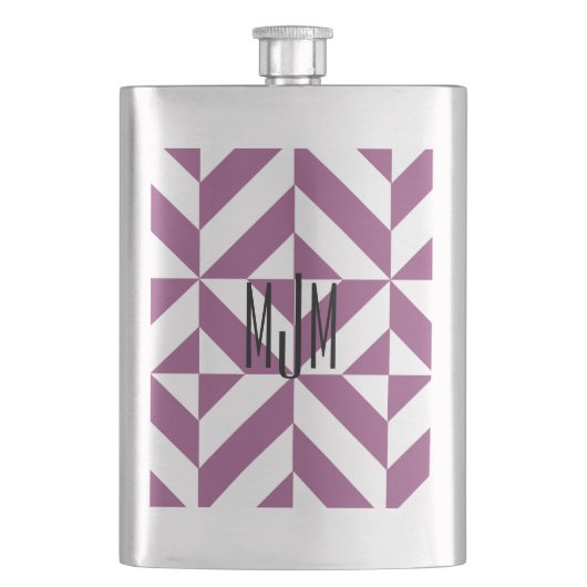 Warm Lila geometrischer Deko Cube Flachmann (Vorderseite)