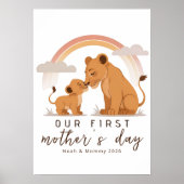 Warm Lion Mom Baby First Mothers Day Calm Love Art Poster (Vorne)