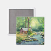 WARM LOG CABIN VON SHARON SHARPE MAGNET (Vorderseite/Rückseite)