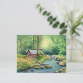 WARM LOG CABIN VON SHARON SHARPE POSTKARTE (Stehend Vorderseite)