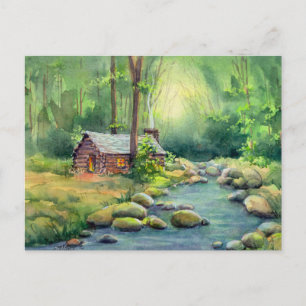 WARM LOG CABIN VON SHARON SHARPE POSTKARTE