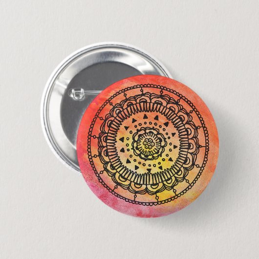 Warm Mandala Button von Megaflora (Vorne & Hinten)