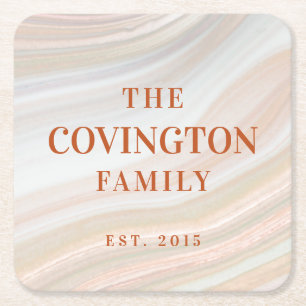 Warm Marble Geode Rechteckiger Pappuntersetzer