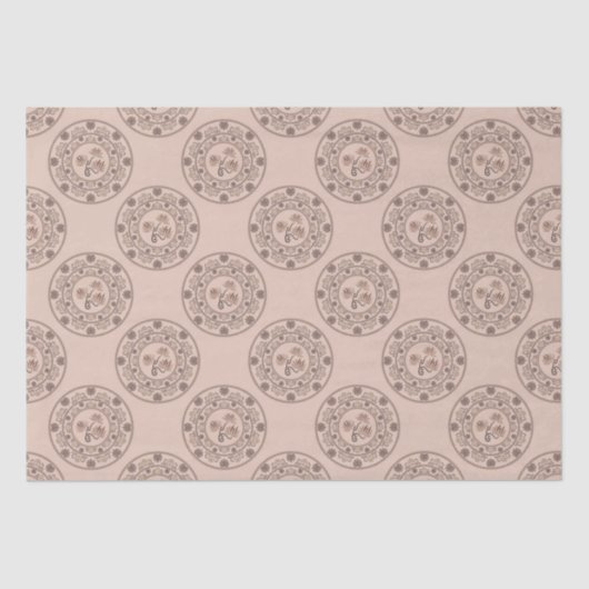 Warm Mocha Rokoko Revival Lotus Polka Dot Mandala Seidenpapier (Vorderseite)
