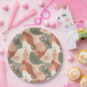 Warm Modern Abstract Design Paper Plate Pappteller (Party)