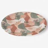 Warm Modern Abstract Design Paper Plate Pappteller (Schrägansicht)