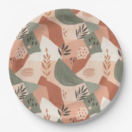 Warm Modern Abstract Design Paper Plate Pappteller (Vorderseite)
