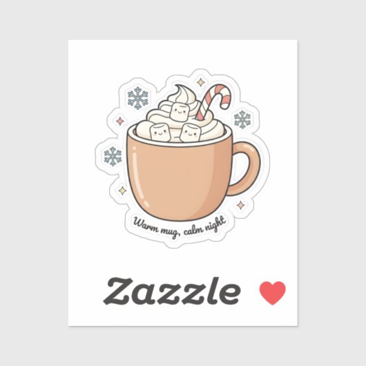 Warm Mug Calm Night Sticker | Cozy Winter Sticker  (Blatt)