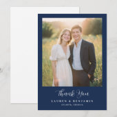 Warm Navy Minimalist Photo Dankeskarte (Vorne/Hinten)