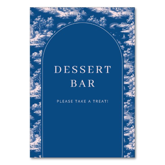 Warm Navy Tapestry Dessert Bar Sign Tischnummer (Vorderseite)