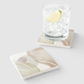 Warm Neutral Abstract Earth Tones Modern Luxury Steinuntersetzer (Seitenansicht)