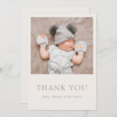 Warm Neutral Baby Shower Photo Dankeskarte (Vorne/Hinten)