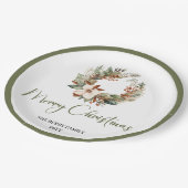 Warm Neutral Christmas Personalized Family Plates Pappteller (Schrägansicht)