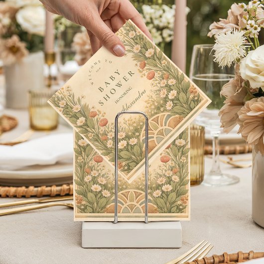 Warm Neutral Desert Botanicals Baby Shower Serviette