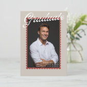 Warm Neutral Postage Stamp Graduation Announcement Einladung (Stehend Vorderseite)