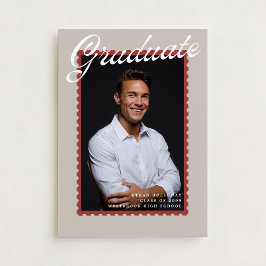 Warm Neutral Postage Stamp Graduation Announcement Einladung