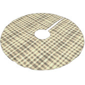 Warm Neutral Sepia Gingham Checkerboard Classic Polyester Weihnachtsbaumdecke (Schrägansicht)