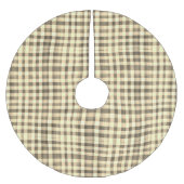 Warm Neutral Sepia Gingham Checkerboard Classic Polyester Weihnachtsbaumdecke (Vorderseite)