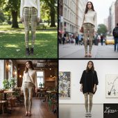 Warm Neutral Tan Beige Plaid Tartan Leggings