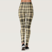 Warm Neutral Tan Brown Classic Plaid Leggings (Rückseite)