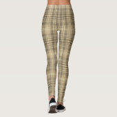 Warm Neutral Tan Plaid Tartan Pattern Leggings (Rückseite)
