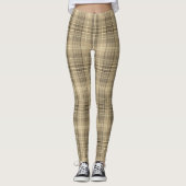 Warm Neutral Tan Plaid Tartan Pattern Leggings (Vorderseite)