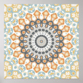 Warm Orange and Gray Geometric Mandala Pattern Poster (Vorne)