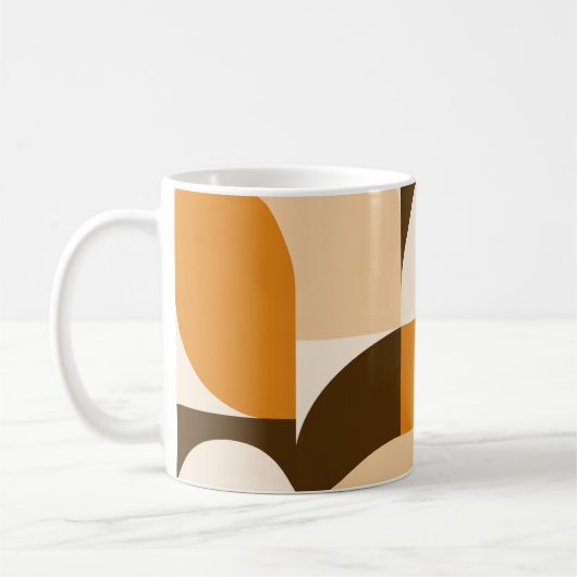 Warm Orange Geometric Composition Kaffeetasse (Links)
