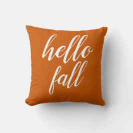 Warm Orange Hello Fall Trendy Typografie Kissen
