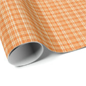 Warm Orange Linen Plaid Pattern Geschenkpapier (Rolleneckpunkt)