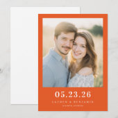 Warm Orange Modern Photo Save The Date (Vorne/Hinten)