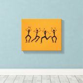 Warm Orange Silhouette Happiness Party Dancers Leinwanddruck (Insitu (Holzboden))