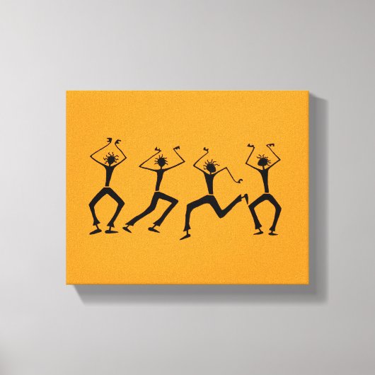 Warm Orange Silhouette Happiness Party Dancers Leinwanddruck (Vorderseite)
