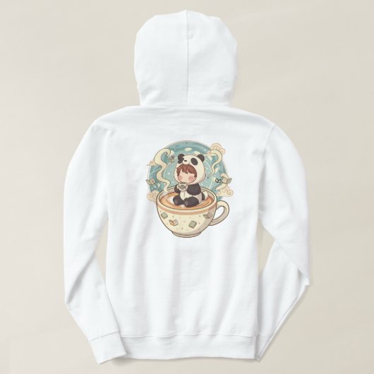 Warm Panda Coffee Cup Graphic Hoodie (Design Rückseite)