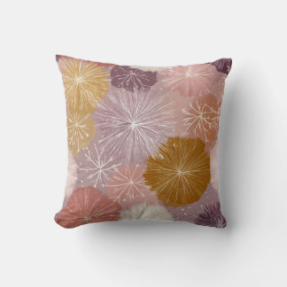 Warm Pastel Snowflake Botanical Throw Pillow Kissen