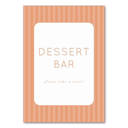 Warm Peach Minimalist Dessert Bar Sign Tischnummer (Vorderseite)