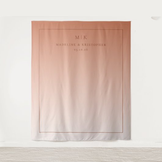 Warm Peach Minimalist Gradient Wandteppich (Vorderseite)