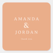 Warm Peach Minimalist Gratitude Quadratischer Aufkleber (Vorderseite)