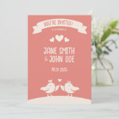 Warm Pink Bird Song Einladung (Stehend Vorderseite)