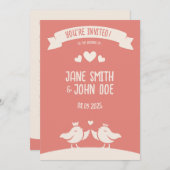 Warm Pink Bird Song Einladung (Vorne/Hinten)