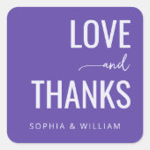 Warm Purple Typographic Gratitude Quadratischer Aufkleber (Vorderseite)