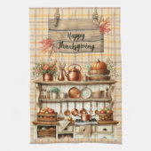 Warm Red and Orange Farmhouse Thanksgiving Geschirrtuch (Vertikal)