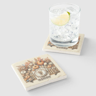 Warm Red and Orange Farmhouse Thanksgiving Steinuntersetzer