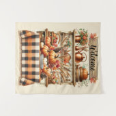 Warm Red and Orange Farmhouse Thanksgiving Wandteppich (Vorderseite (Horizontal))