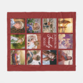 Warm Red Family Photo Collage Blanket Fleecedecke (Vorderseite (Horizontal))