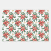 Warm Red Green Christmas Floral Stripes Geschenkpapier Set (Vorderseite 3)