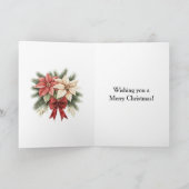 Warm Red Green Cream Christmas Floral Karte (Innenseite)