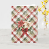 Warm Red Green Cream Christmas Floral Karte (Gelbe Blume)